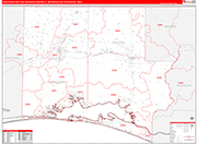 Crestview-Fort Walton Beach-Destin Metro Area Wall Map Red Line Style